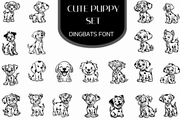 Cute Puppy Set: A Dingbats Font for Instant Design Joy