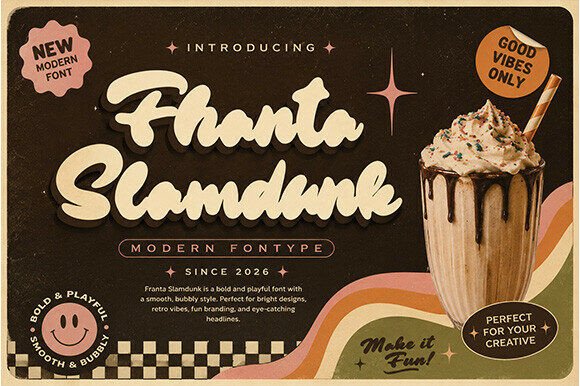 Fhanta Slamdunk: The 1970s Display Font for Bold Branding