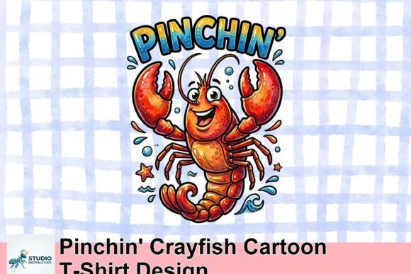 Pinchin' Crayfish Cartoon T-Shirt Design: A Playful Asset